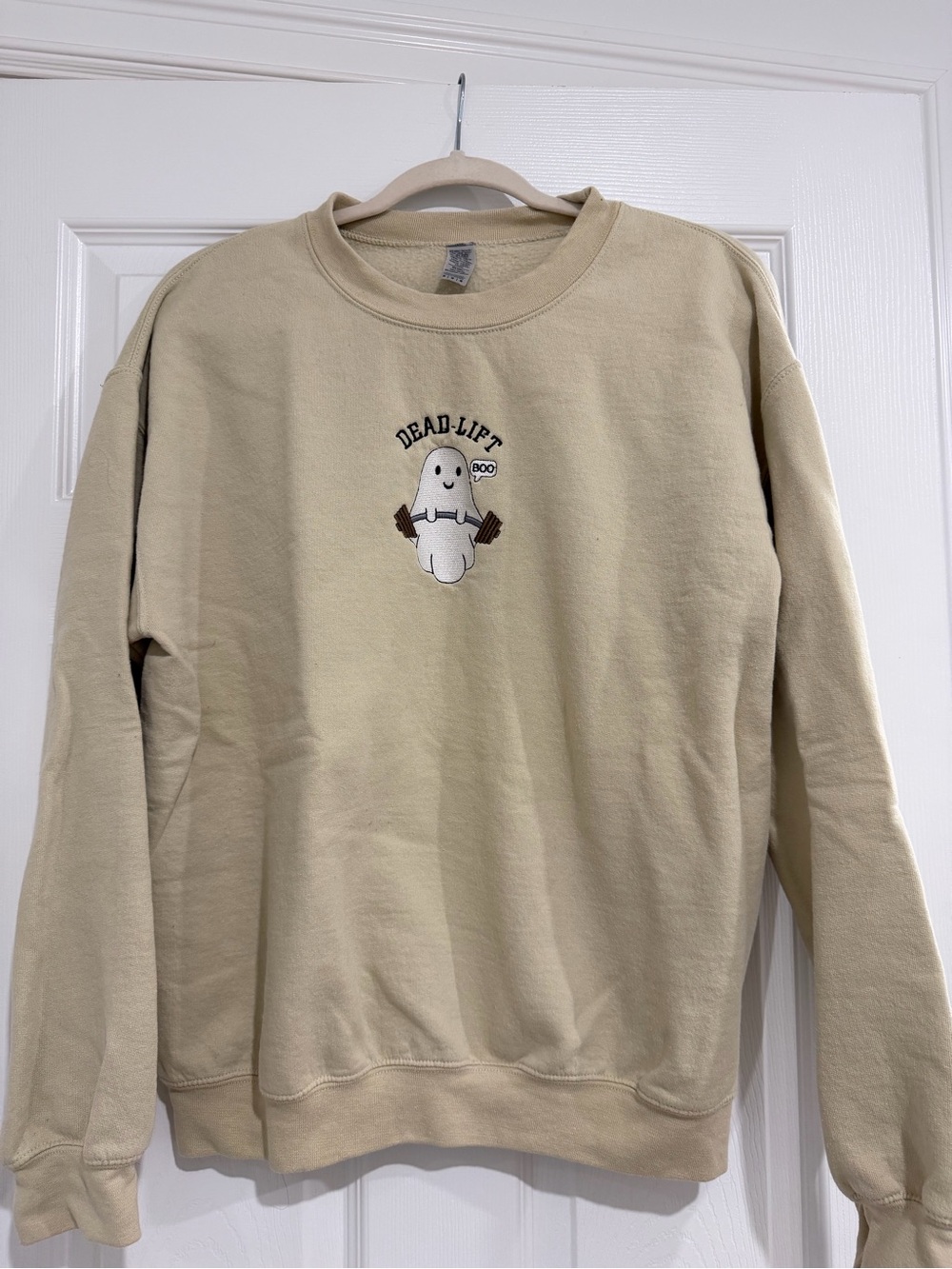 Dead-Lift Graphic Crewneck Sweater - Beige